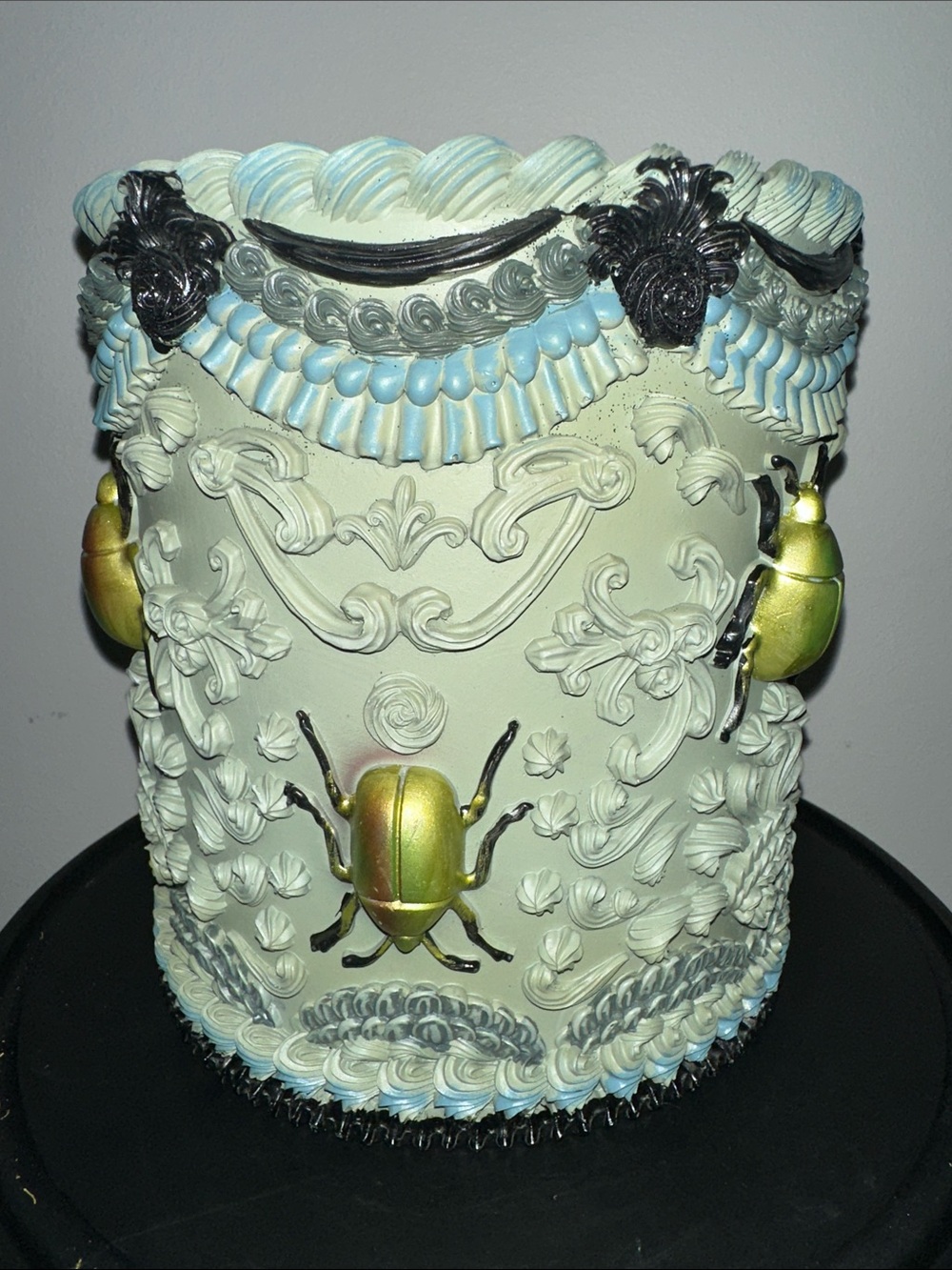 Halloween Cake with Gold Accent Scarab Motifs